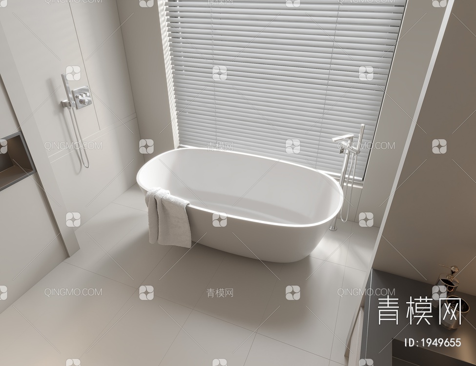 浴缸 花洒 浴室柜 卫生间3D模型下载【ID:1949655】
