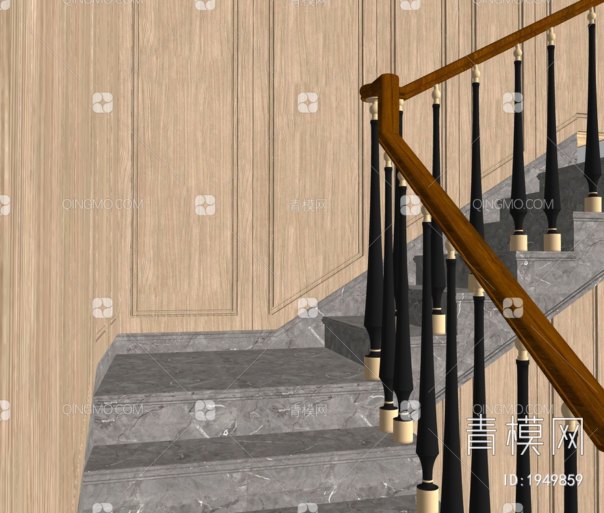 楼梯 栏杆SU模型下载【ID:1949859】