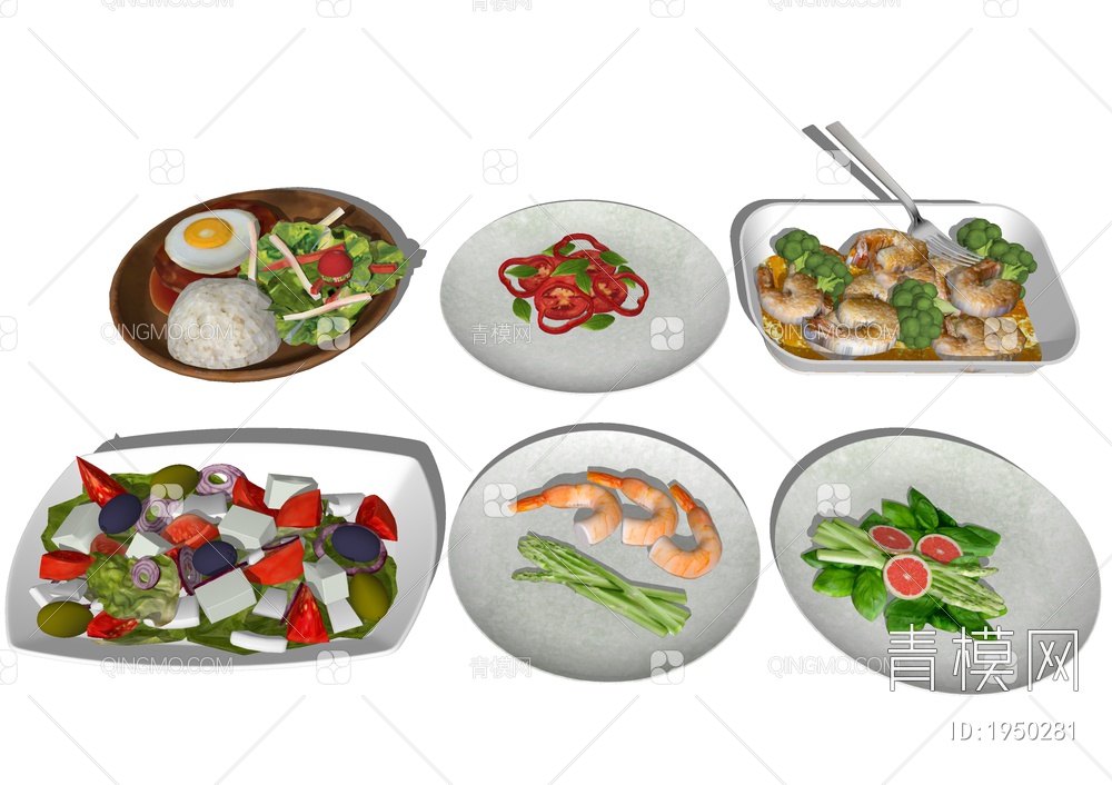蔬菜沙拉 轻食减肥餐SU模型下载【ID:1950281】