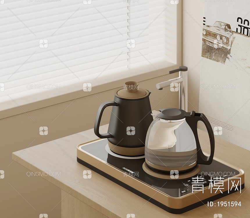 自动上水茶台烧水壶3D模型下载【ID:1951594】