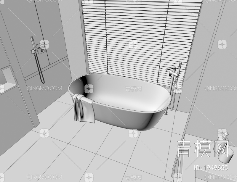 浴缸 花洒 浴室柜 卫生间3D模型下载【ID:1949655】