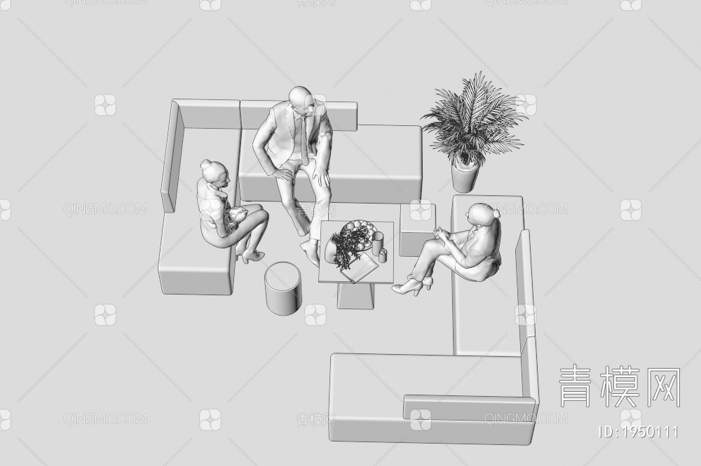 休闲卡座沙发 办公休闲沙发3D模型下载【ID:1950111】