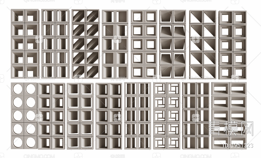 预制砖镂空隔断3D模型下载【ID:1951323】