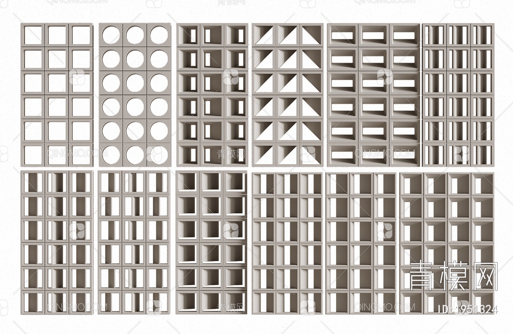 预制砖镂空隔断3D模型下载【ID:1951324】
