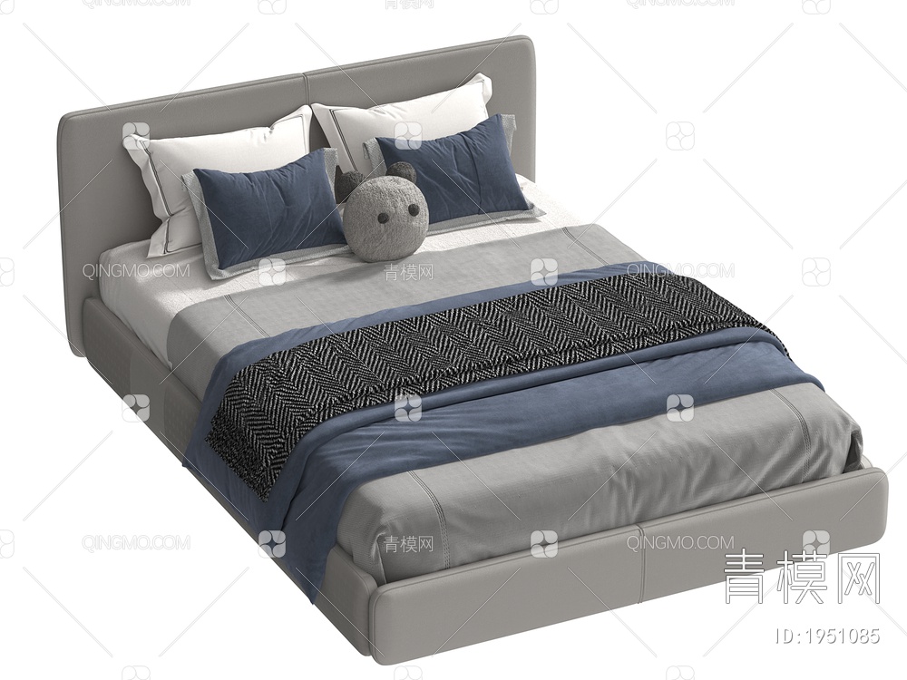 双人床 枕头 棉被3D模型下载【ID:1951085】
