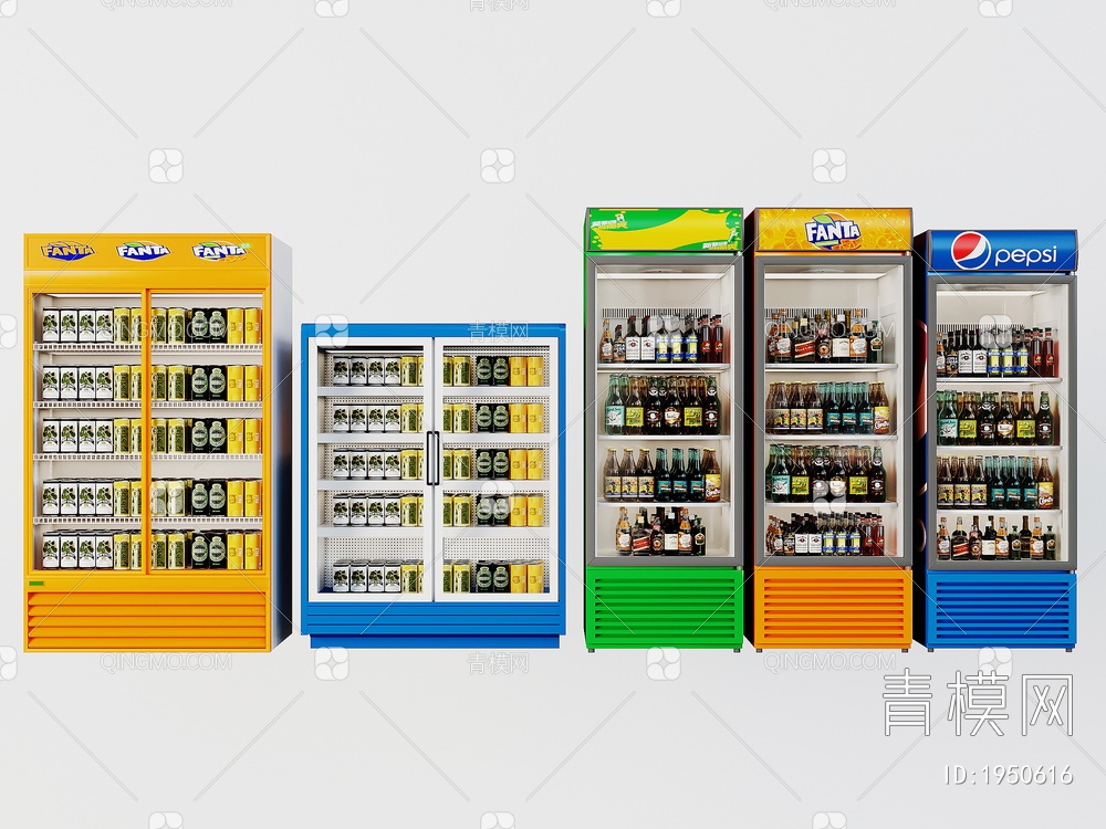 冰箱，冰柜，超市小卖部冰箱冰柜，商业双开门冰箱冰柜3D模型下载【ID:1950616】