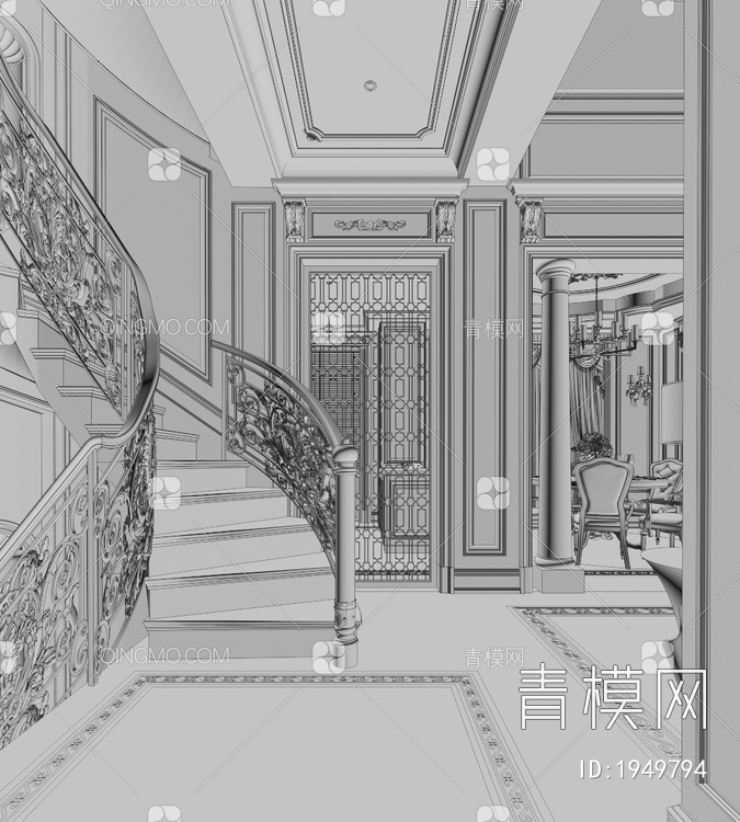 楼梯间3D模型下载【ID:1949794】