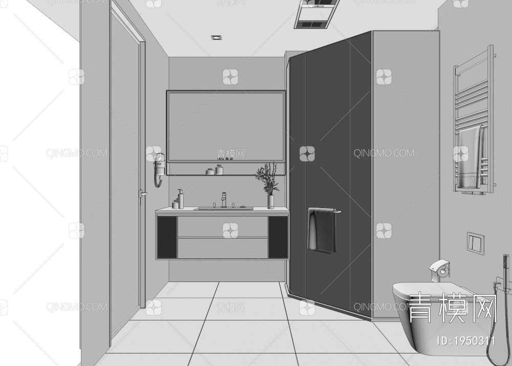 卫生间 浴室3D模型下载【ID:1950311】