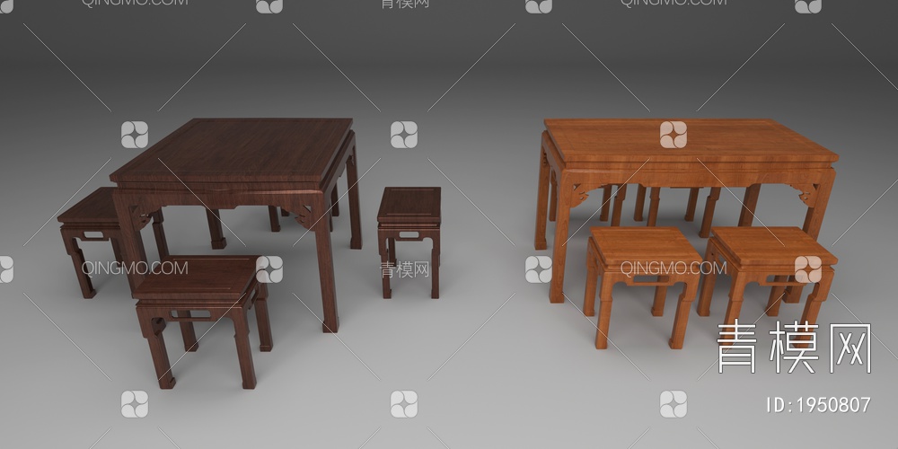 传统原木方桌3D模型下载【ID:1950807】