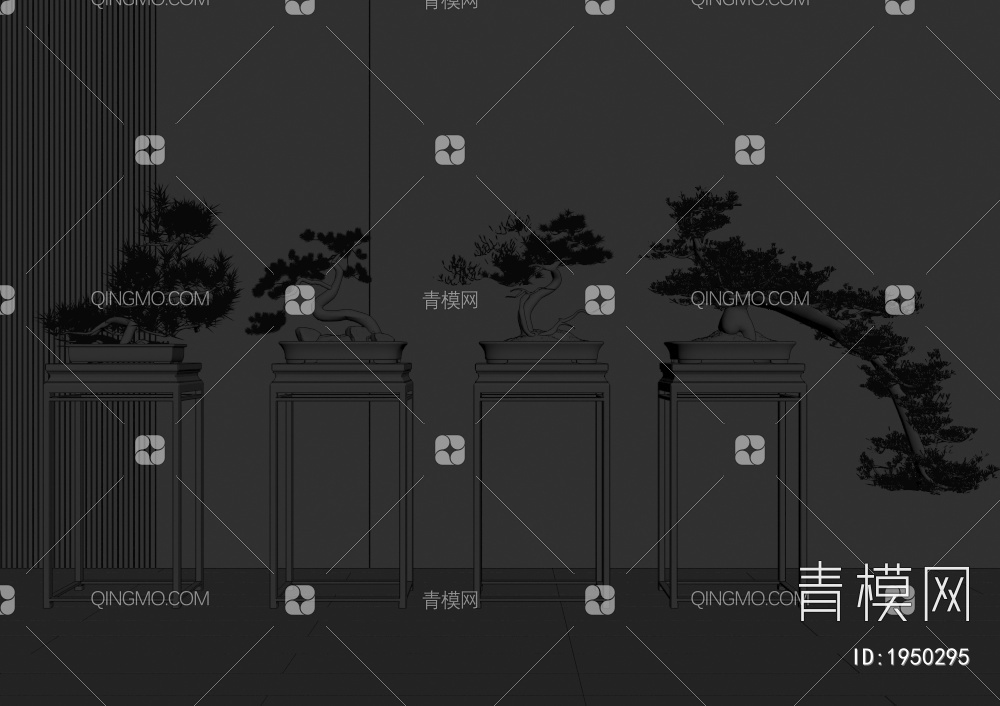 松树盆栽 罗汉松盆景3D模型下载【ID:1950295】
