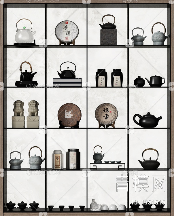 茶具 茶叶罐 茶壶 茶饼3D模型下载【ID:1951515】