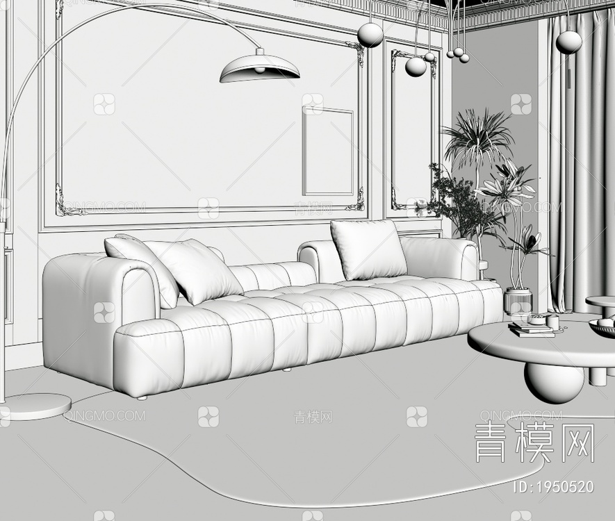 沙发茶几 组合3D模型下载【ID:1950520】