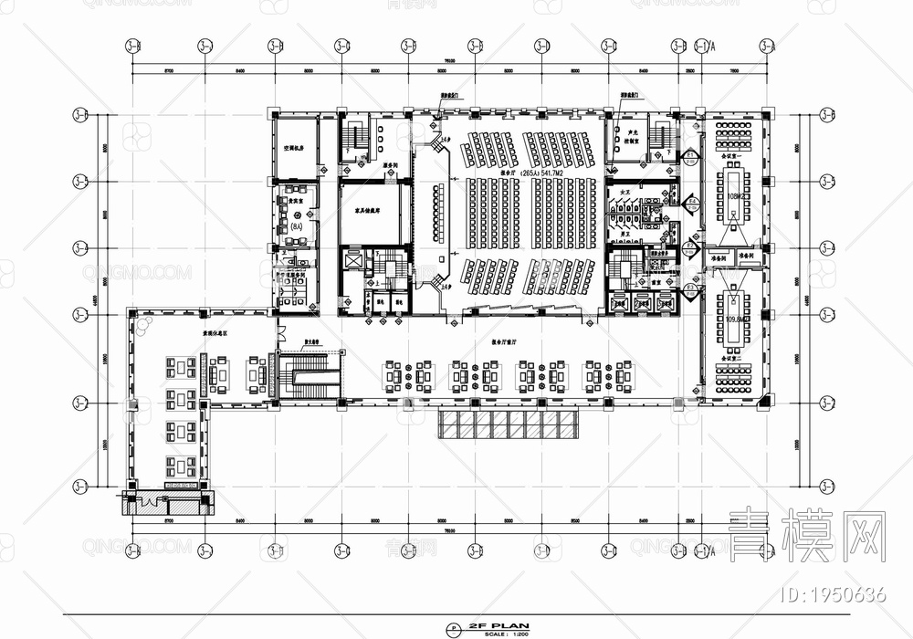 十层办公及会议培训中心施工图 办公室 商务中心 学术报告厅 会议室 报告厅 培训中心【ID:1950636】