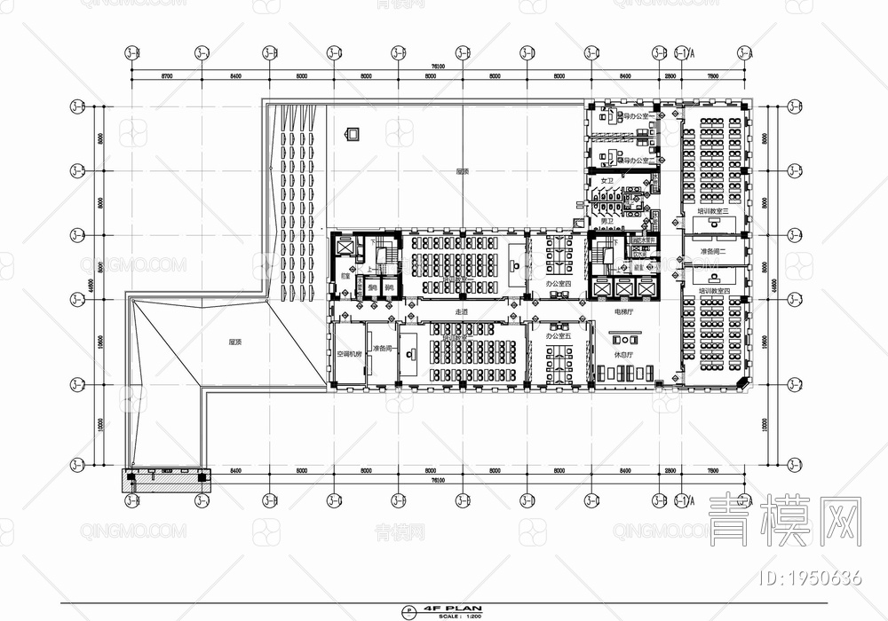 十层办公及会议培训中心施工图 办公室 商务中心 学术报告厅 会议室 报告厅 培训中心【ID:1950636】