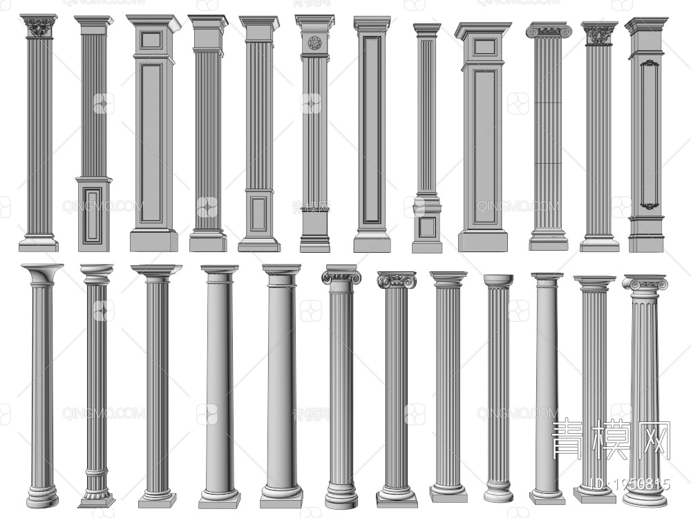 罗马石膏柱子3D模型下载【ID:1950815】