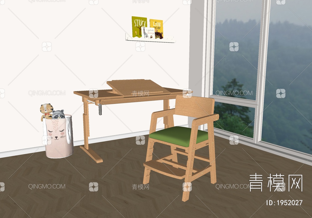 儿童书桌椅组合SU模型下载【ID:1952027】