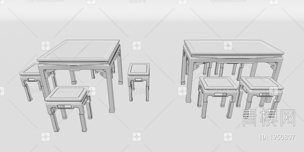 传统原木方桌3D模型下载【ID:1950807】