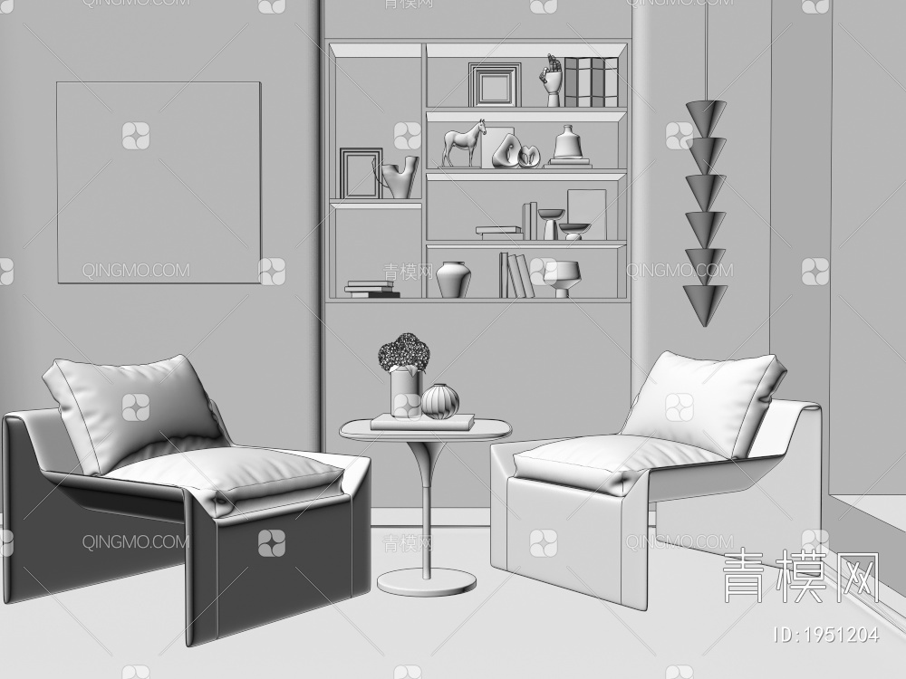 休闲单人沙发组合3D模型下载【ID:1951204】