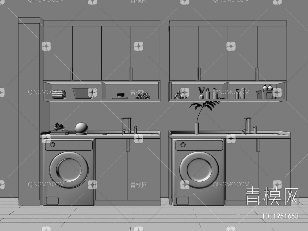 阳台洗衣柜3D模型下载【ID:1951653】