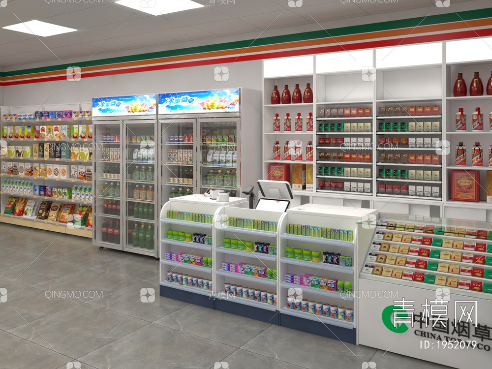 超市 便利店3D模型下载【ID:1952079】