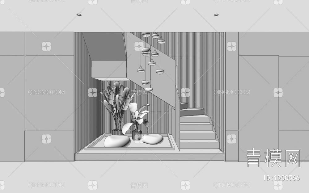 扶手楼梯间3D模型下载【ID:1950566】