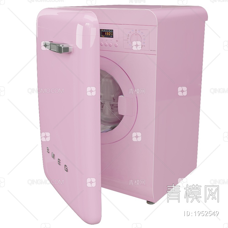 WMFABPK粉色滚筒洗衣机3D模型下载【ID:1952549】