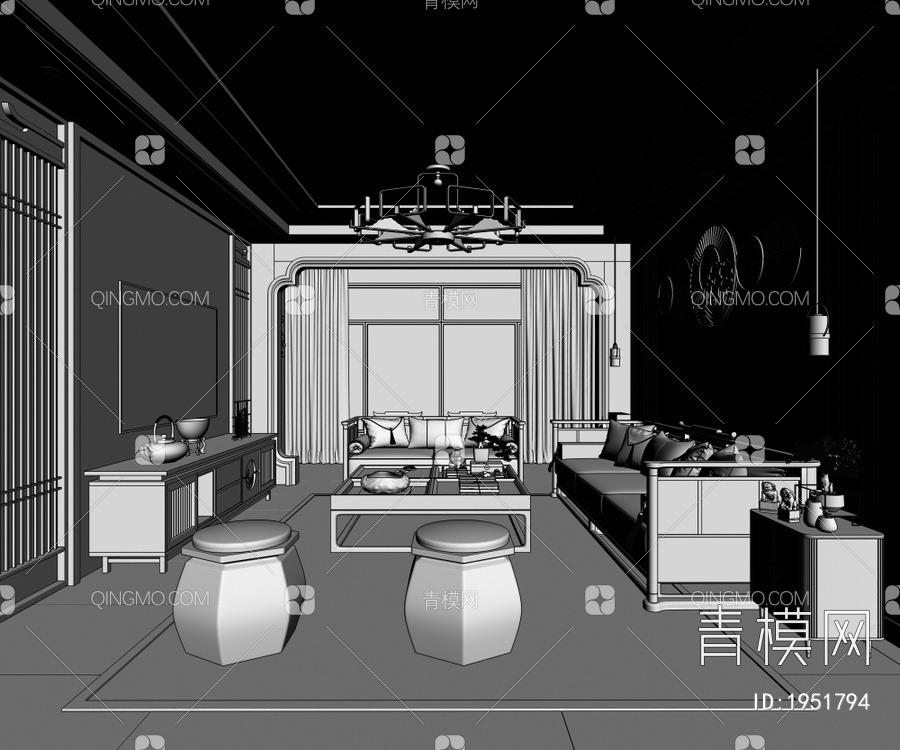 客厅 垭口造型  水晶墙饰3D模型下载【ID:1951794】