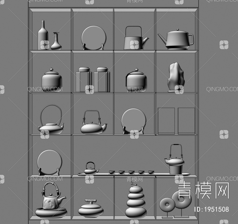 茶具 茶叶罐 茶壶 茶饼3D模型下载【ID:1951508】