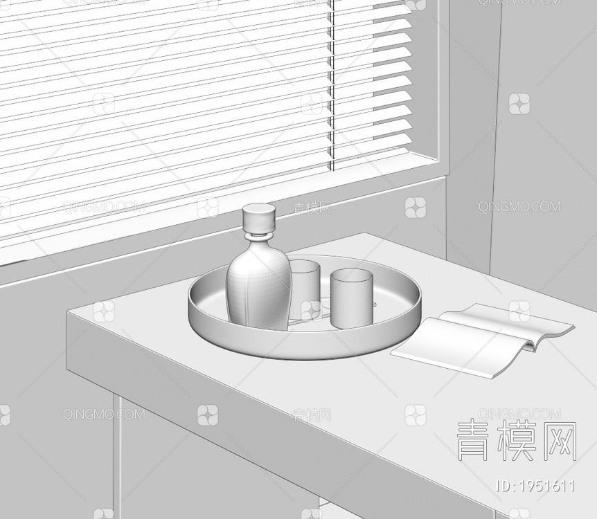 洋酒 酒杯 托盘3D模型下载【ID:1951611】