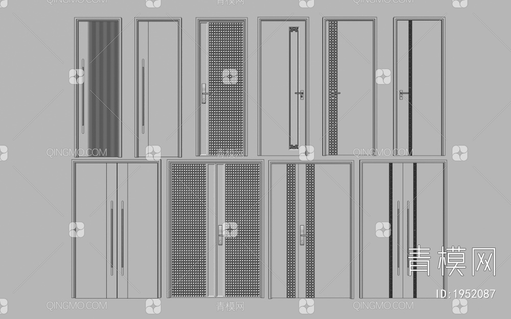 大门 双开门 单开门 子母门 门组合3D模型下载【ID:1952087】