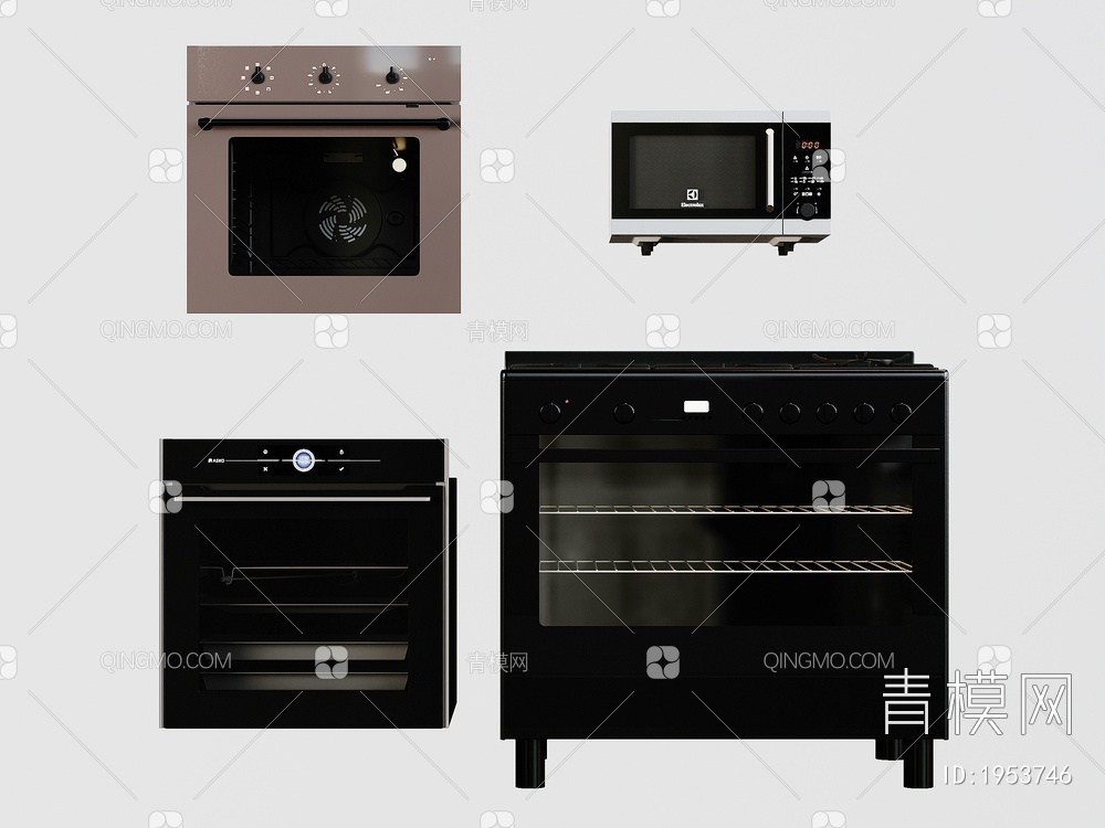 厨房设备，餐饮设备，微波炉，烤箱柜，消毒柜3D模型下载【ID:1953746】