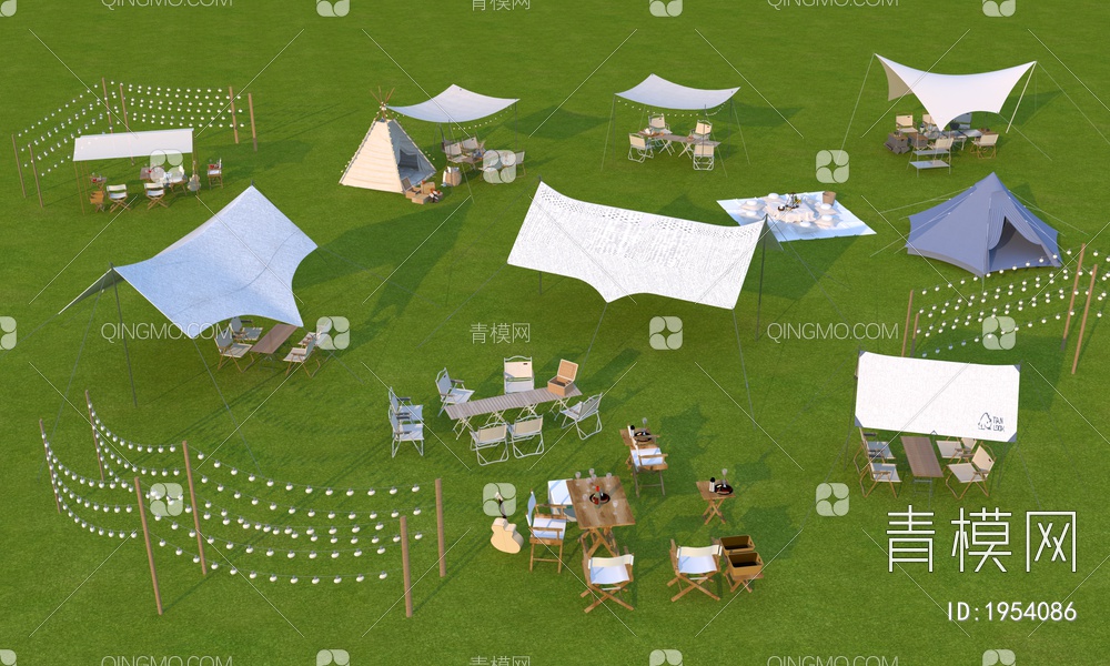 户外露营天幕帐篷集合3D模型下载【ID:1954086】