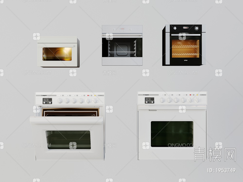 厨房设备，餐饮设备，微波炉，烤箱柜，消毒柜3D模型下载【ID:1953749】
