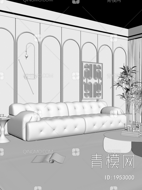 沙发茶几组合3D模型下载【ID:1953000】