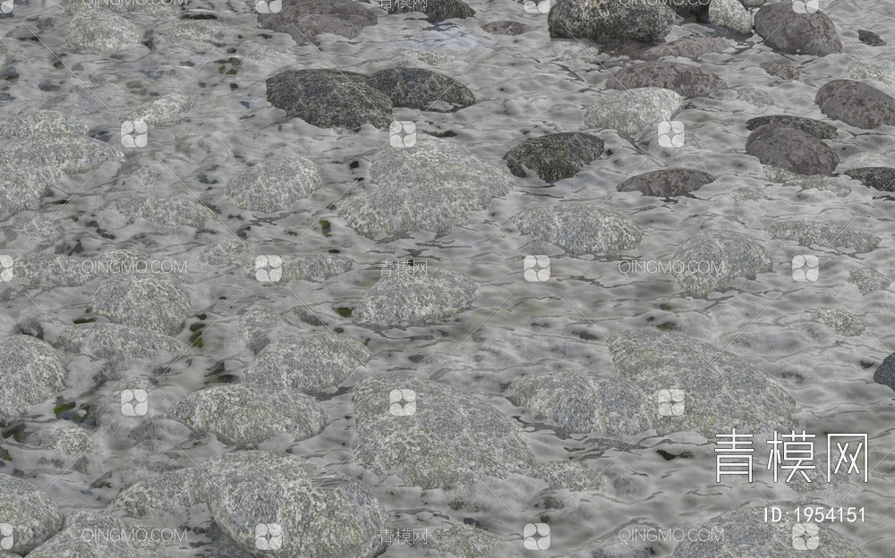 户外景观 溪水小石头3D模型下载【ID:1954151】