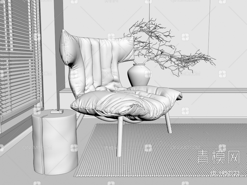 布艺休闲椅3D模型下载【ID:1952723】