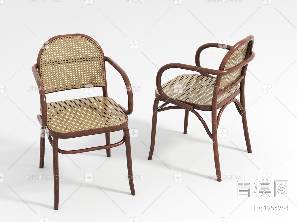 藤编单椅3D模型下载【ID:1954954】