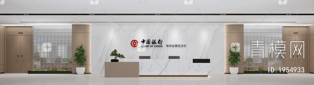 中国银行 前台 背景墙 中国银行标识 银行标志3D模型下载【ID:1954933】