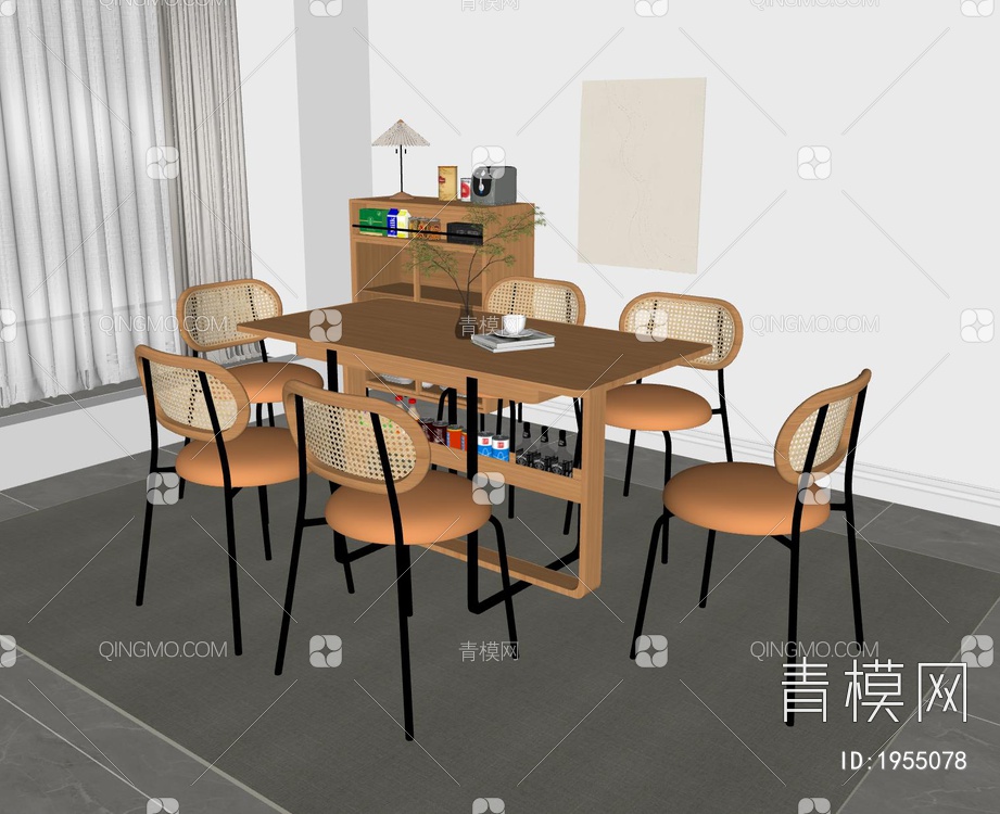 Enscape 餐桌椅组合SU模型下载【ID:1955078】