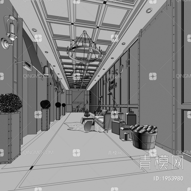 电梯厅3D模型下载【ID:1953980】