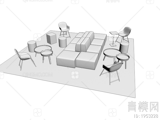 组合沙发 休闲沙发3D模型下载【ID:1953228】