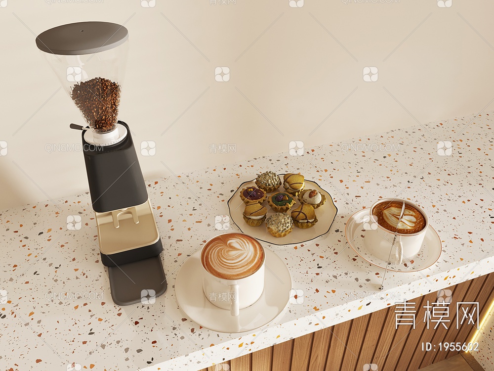 咖啡 咖啡机，咖啡杯，食物饮料3D模型下载【ID:1955602】