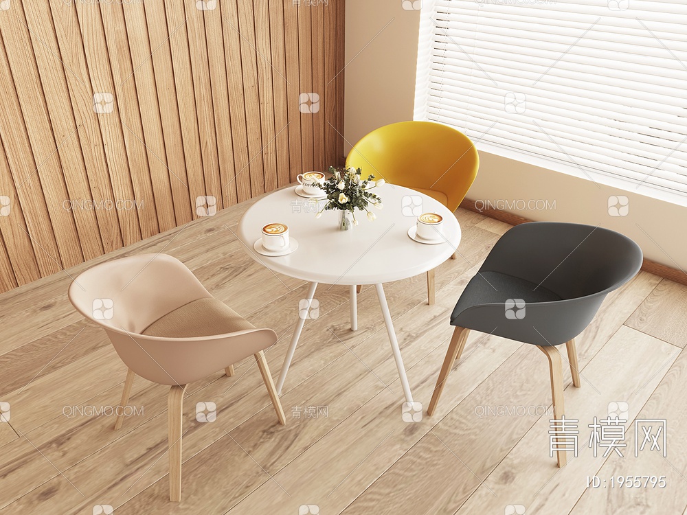 休闲桌椅，阳台桌椅。办公休闲区桌椅3D模型下载【ID:1955795】