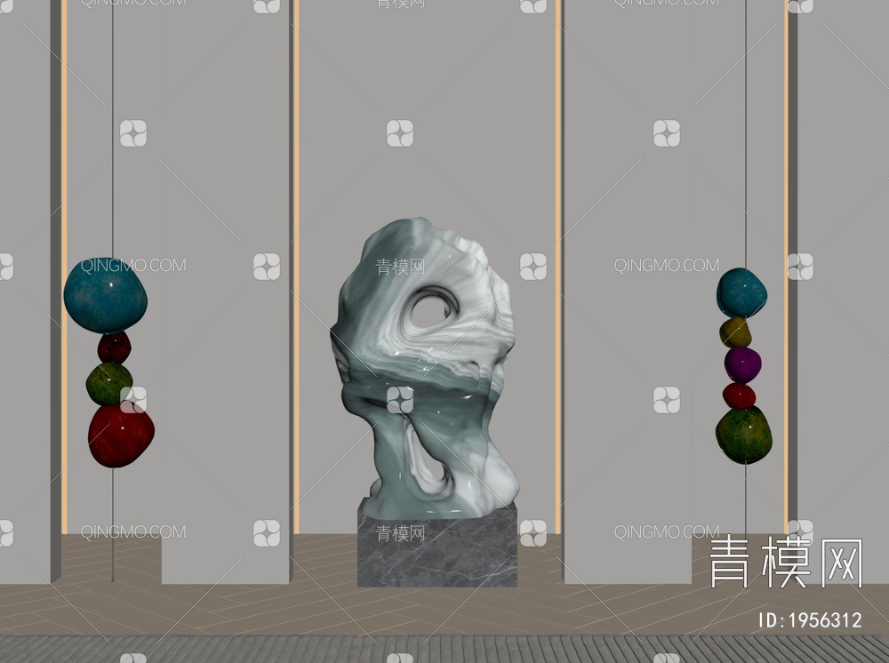 装饰石头，雕塑石头SU模型下载【ID:1956312】