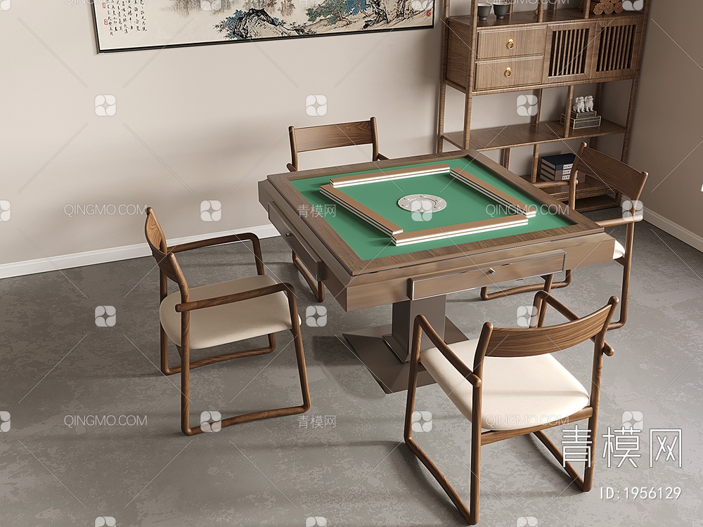麻将桌，棋牌室，麻将室3D模型下载【ID:1956129】