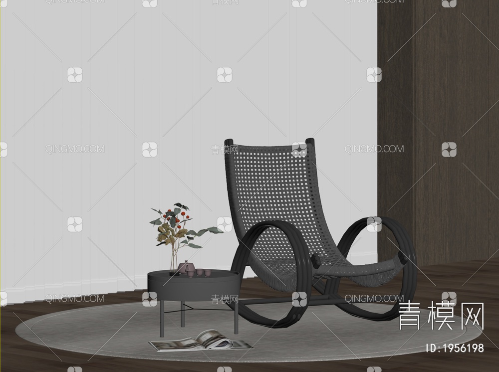 摇椅，单人沙发，边几角几，茶几SU模型下载【ID:1956198】