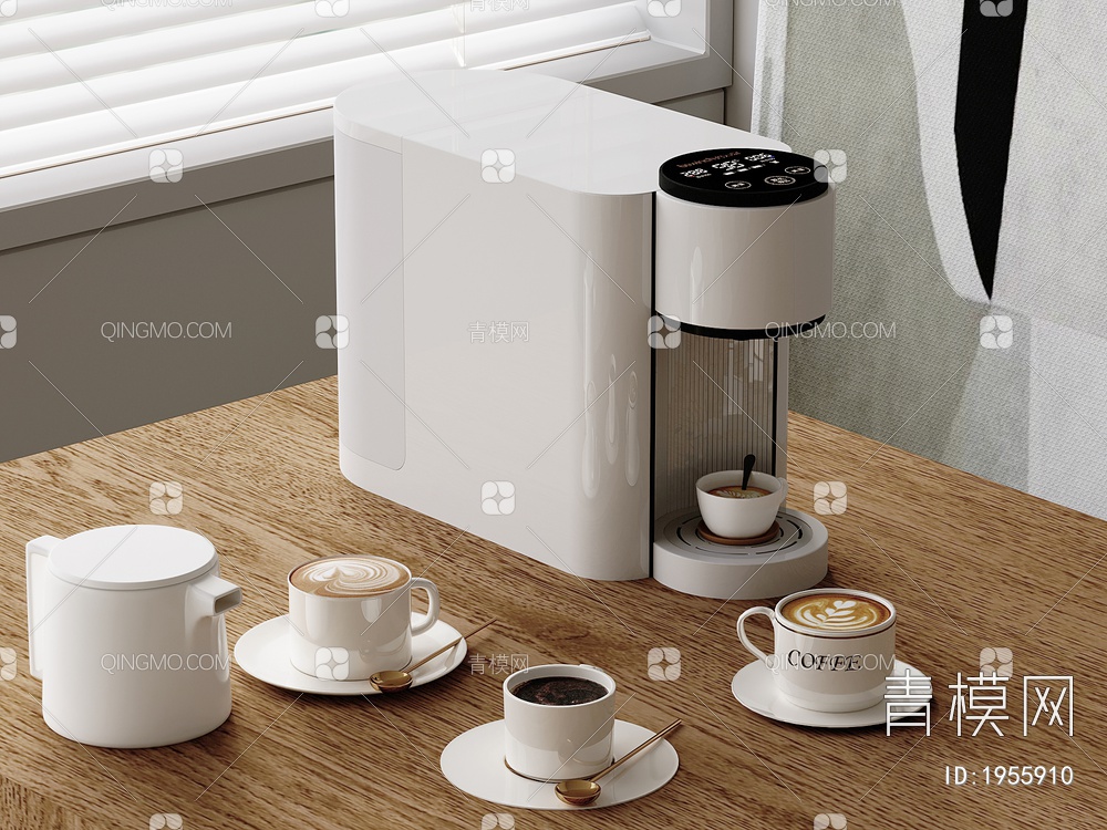 咖啡 咖啡杯，咖啡机3D模型下载【ID:1955910】