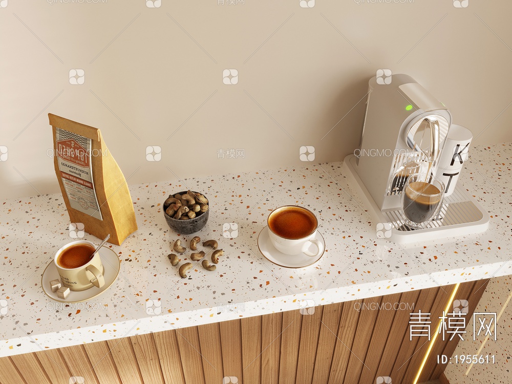 咖啡 咖啡机，咖啡杯，食物饮料3D模型下载【ID:1955611】