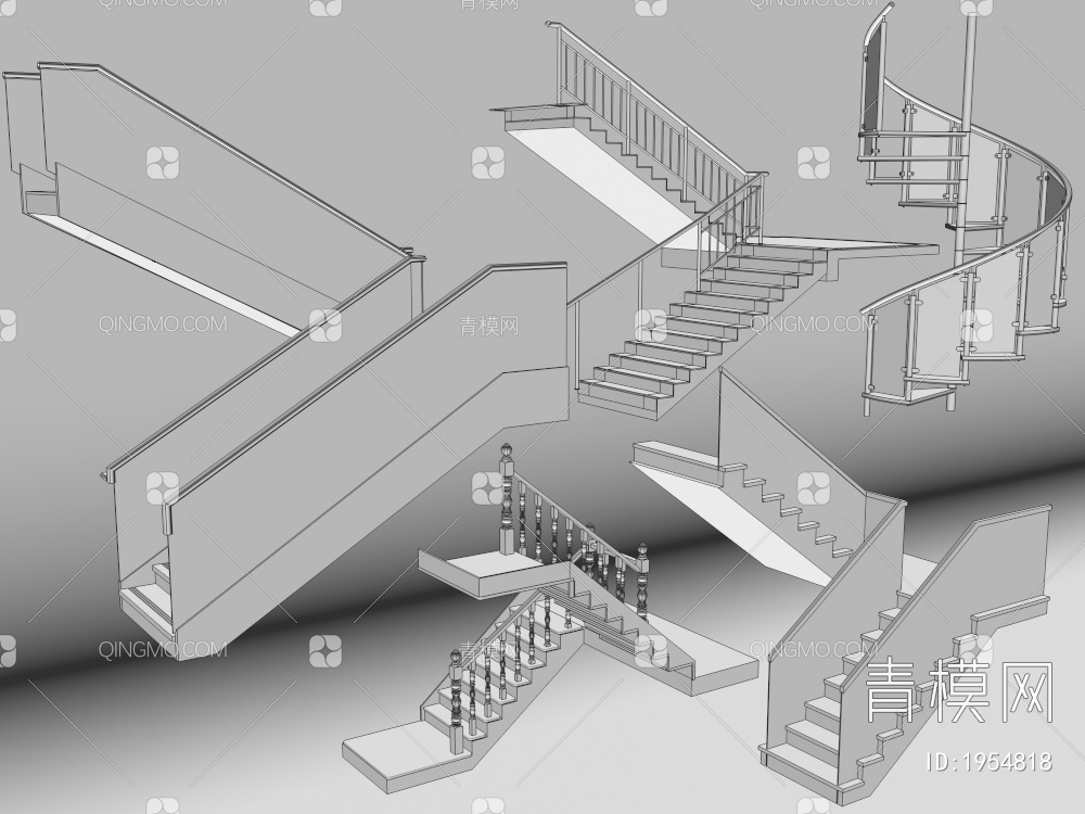 扶手楼梯3D模型下载【ID:1954818】
