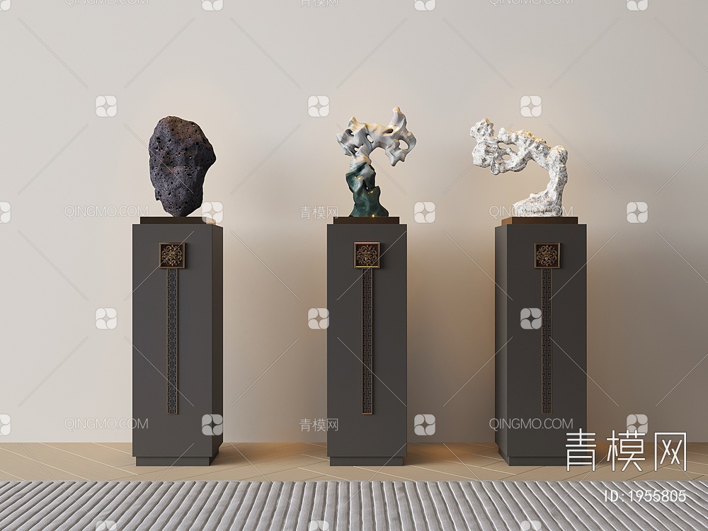 装饰石头，雕塑石头3D模型下载【ID:1955805】